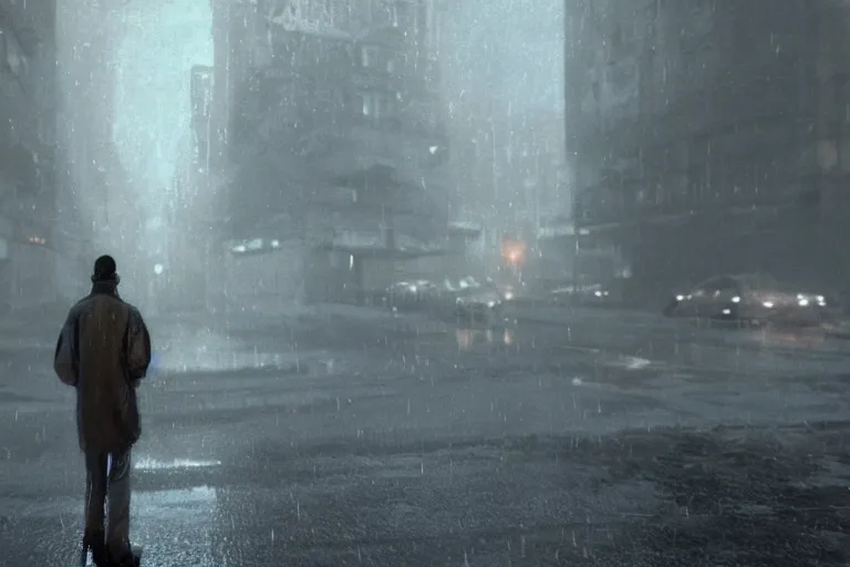 Prompt: boy lonely in rain , wide angle low cinematic lighting atmospheric realistic octane render highly detailed in he style of craig mullins, full hd render + 3d octane render + unreal engine 5 + Redshift Render + Cinema4D + C4D + Rendered in Houdini + Houdini-Render + Blender Render + Cycles Render + OptiX-Render + Povray + Vray + CryEngine + LuxCoreRender + MentalRay-Render + Raylectron + Infini-D-Render + Zbrush + DirectX + Terragen + Autodesk 3ds Max + After Effects + 4k UHD + immense detail + interdimensional lightning + studio quality + enhanced quality