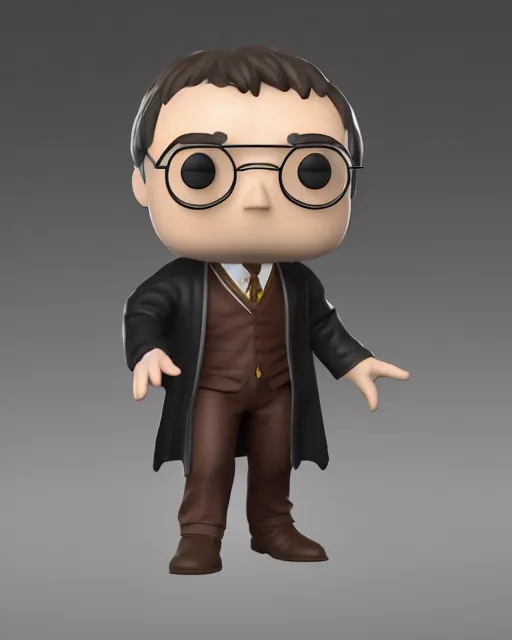 Image similar to full body 3d render of Harry Potter as a funko pop, studio lighting, white background, blender, trending on artstation, 8k, highly detailed