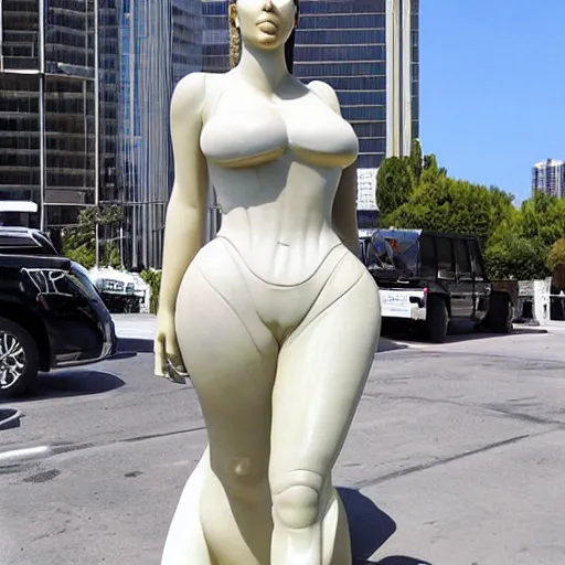 Prompt: kim kardashian statue made of marble