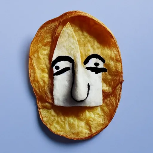 Image similar to photo of [ a french fry chip ] shaped like stephen fry as a hybrid intercross mix