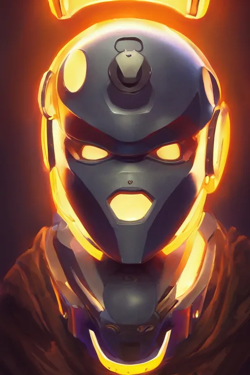 Image similar to epic mask helmet robot ninja portrait stylized as fornite style game design fanart by concept artist gervasio canda, behance hd by jesper ejsing, by rhads, makoto shinkai and lois van baarle, ilya kuvshinov, rossdraws global illumination radiating a glowing aura global illumination ray tracing hdr render in unreal engine 5