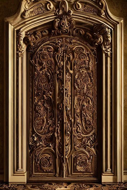 Image similar to the portal door, elaborate emotive Baroque and Rococo styles to emphasize beauty as a transcendental, 8k image, ultra-realistic, style of binkley ed