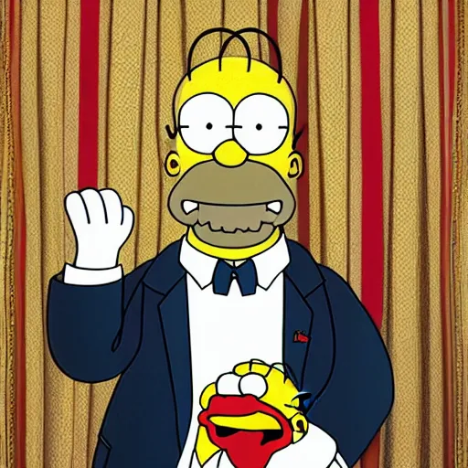 Image similar to President Homer Simpson, official White House Portrait.