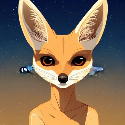 Image similar to fennec fox, clean cel shaded vector art. shutterstock. behance hd by lois van baarle, artgerm, helen huang, by makoto shinkai and ilya kuvshinov, rossdraws, illustration