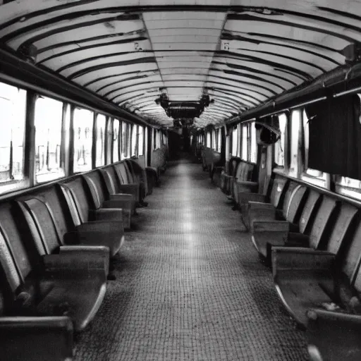 Image similar to inside and endless demonic train carriage, photo