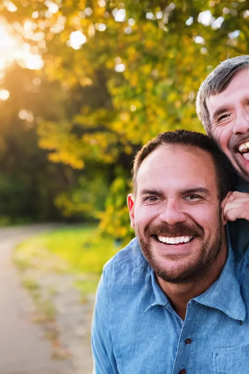 Prompt: happiest man in the world, wide grin, photograph portrait