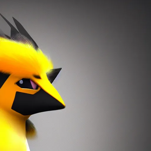 Image similar to photography of a realistic zapdos bird, ultra detailed, 8 k, cinematic lighting, natural background, trending on artstation, pokemon