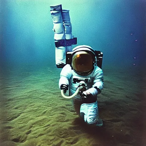 Prompt: astronaut underwater award winning photo autochrome