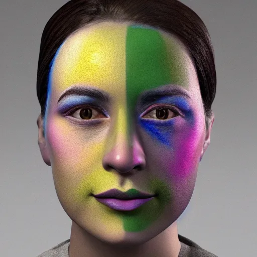 Image similar to 3d unreal engine, 4k 3d render of face painted by Kandinsky, smooth gradients