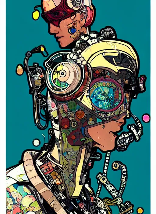 Image similar to cyberpunk pisces!! cyborg portrait illustration, pop art, splash painting, art by geof darrow, ashley wood, alphonse mucha, makoto shinkai