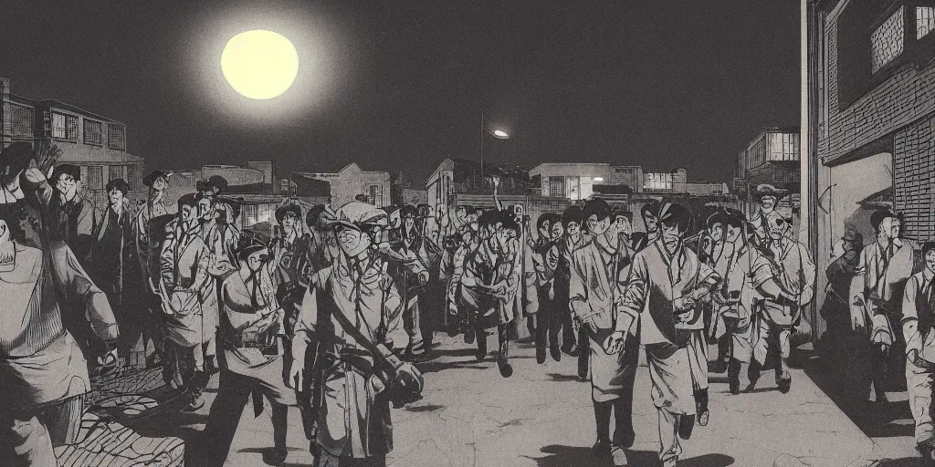 Image similar to korean highschool at night by richard corben