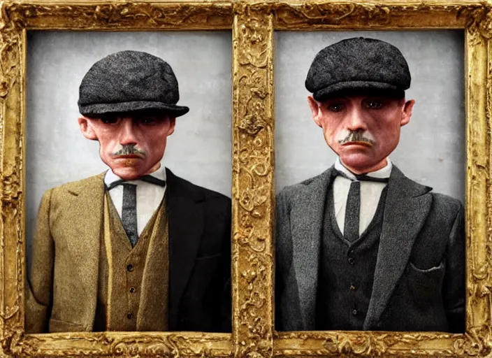 Image similar to peaky blinders made of fried shrimp, lowbrow, matte painting, 3 - d highly detailed, in the style of mark ryden,
