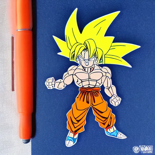 Image similar to die cut sticker, goku with a strawhat, splatter paint