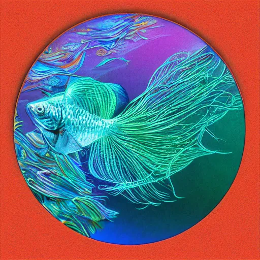 Prompt: aquatic iridescent numerical river web betta spring roundel moat, by edgar degas and joe jusko and judson huss, abstract, trending on cgsociety, nft