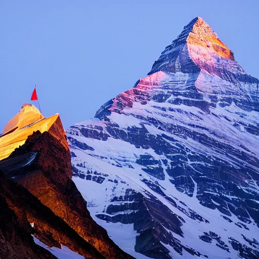 Image similar to indian flag projected illuminated on the matterhorn mountain at night