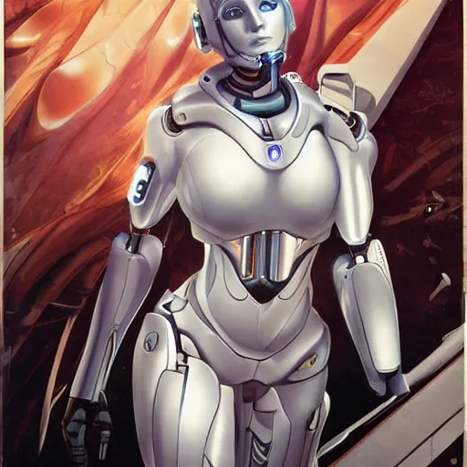 Prompt: beutiful white girl cyborg, alfred kelsner, artstaition, epic composition