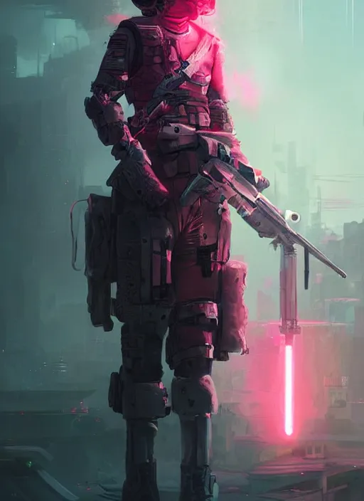 Prompt: a full body portrait of a futuristic cyberpunk british longhair cat soldier in war scene, epic lighting, pink vibe, ultra detail, hd, by greg rutkowski