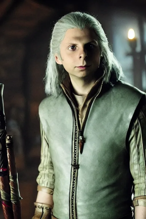 Image similar to Michael Cera as Geralt of rivia