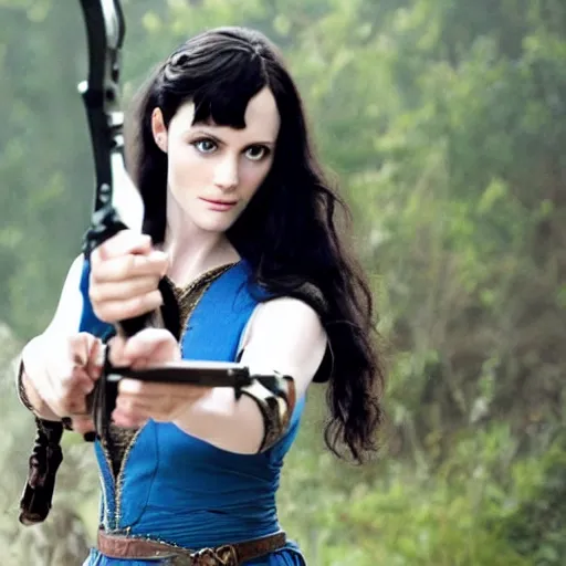 Prompt: Morgana from Merlin (2008) holding an AK47