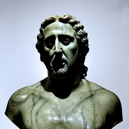 Image similar to nicolas cage as a greek marble statue