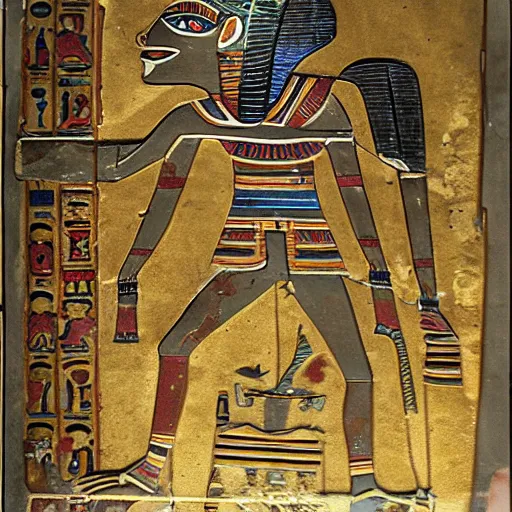 Prompt: a zombie egyptian emperor climbing out of a sarcophagus