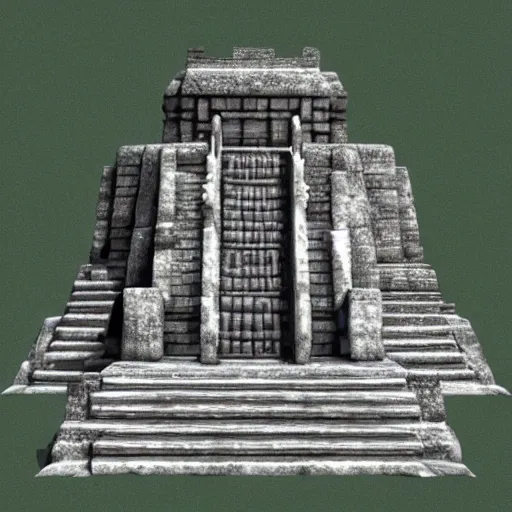 Prompt: a dark 3 d stylized mayan voodoo temple with magic green potions