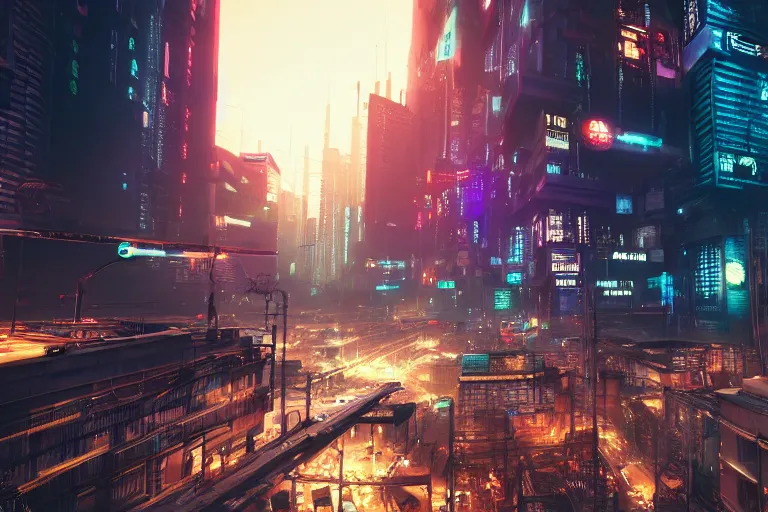 a gritty cyberpunk city on a computer motherboard. | Stable Diffusion ...