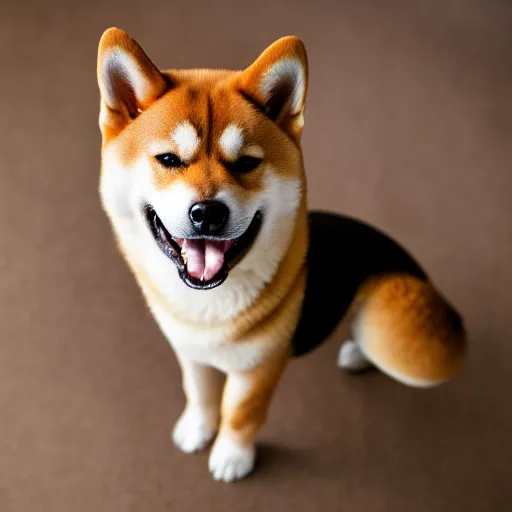 Image similar to professional photograph of handsome male happy smiling shiba inu