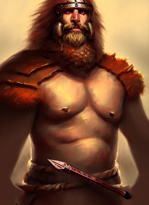 Image similar to a portrait of meoguard human male barbarian!!, fantasy, dungeons and dragons, an ultrafine detailed painting, detailed painting, boris valejo.