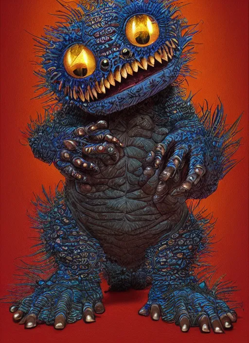 Prompt: American Greetings My Pet Monster (1986) plush, intricate, highly detailed, centered, digital painting, artstation, concept art, smooth, sharp focus, illustration, artgerm, donato giancola, Joseph Christian Leyendecker, WLOP, Artgerm