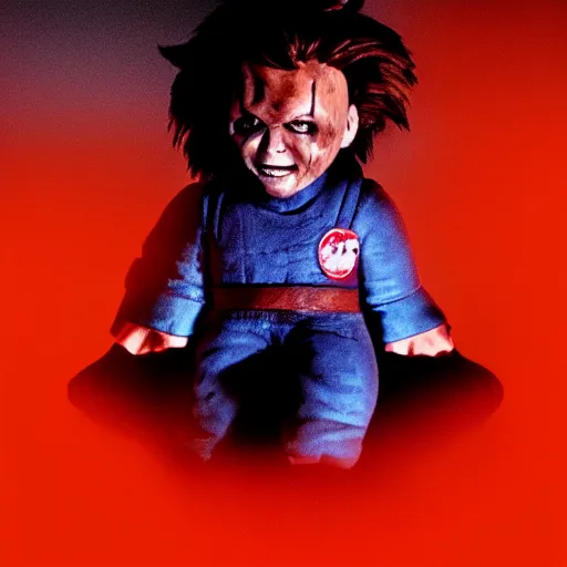 Image similar to michael myers cuddling chucky realistic cinematic hdr 3 5 mm