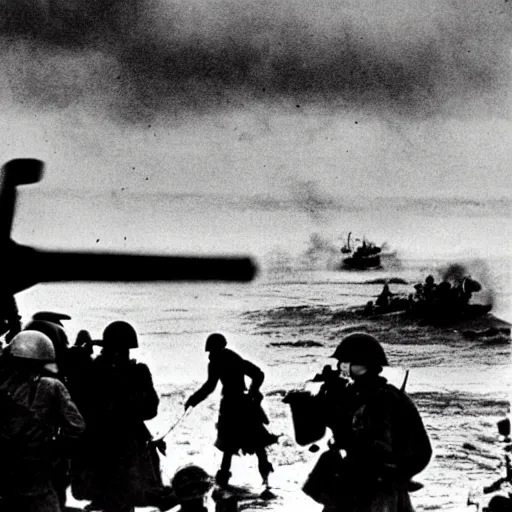 Image similar to the d - day, by robert capa,