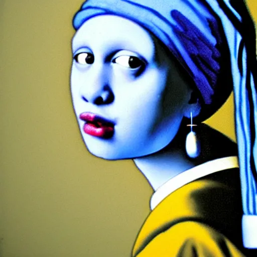 Image similar to portrait of cookie monster as girl with pearl earring