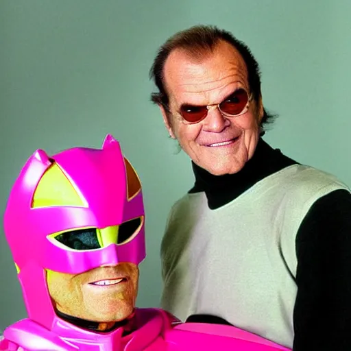 Prompt: jack nicholson as the pink power ranger, digital photography, highly detailed