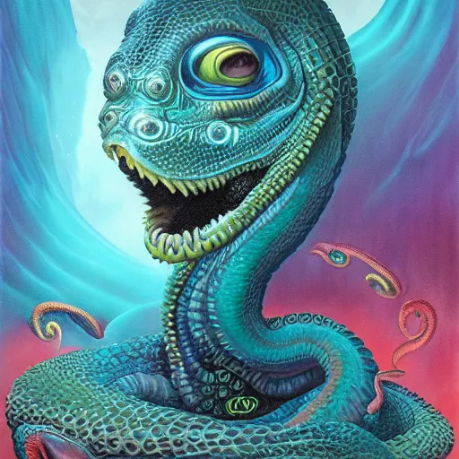 Image similar to underwater naga lovecraftian portrait, Pixar style, by Tristan Eaton Stanley Artgerm and Tom Bagshaw.