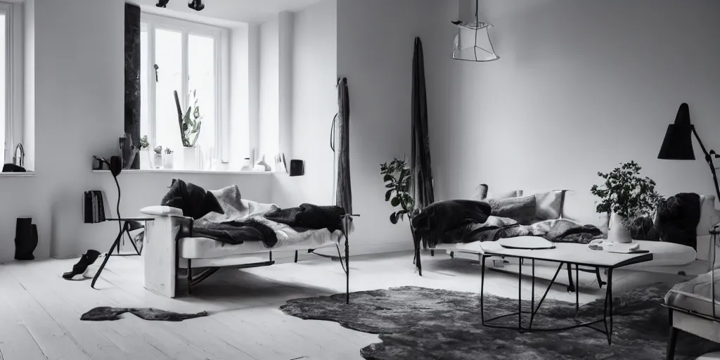 Prompt: a minimalist nordic interior design at the camera 8 k