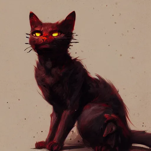 Image similar to Infernal cat, greg rutkowski, trending on artstation.