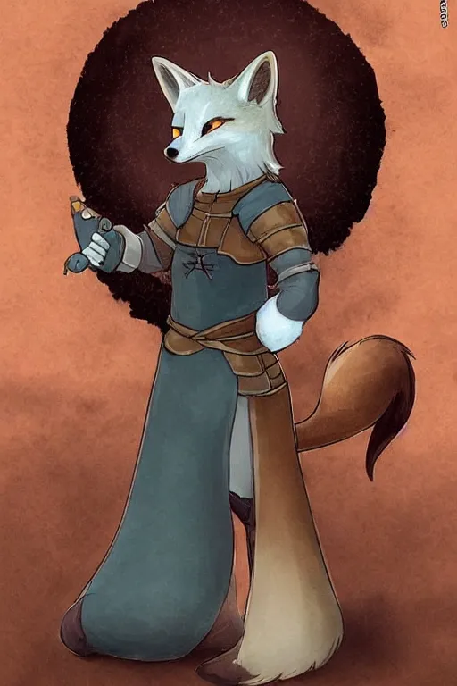 Image similar to a cute medieval anthropomorphic fox with a fluffy tail, comic art, trending on furaffinity, cartoon, kawaii, backlighting, furry art!!!, cool shading, concept art