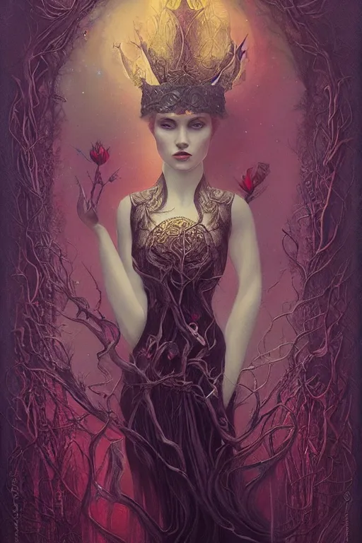 Image similar to jeweled Crown, other worldly, fairy autumn court, art nouveau, by Anato Finnstark, Tom Bagshaw, Brom