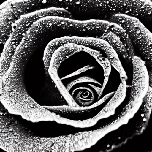 Image similar to award - winning macro of a beautiful black rose made of glowing molten magma