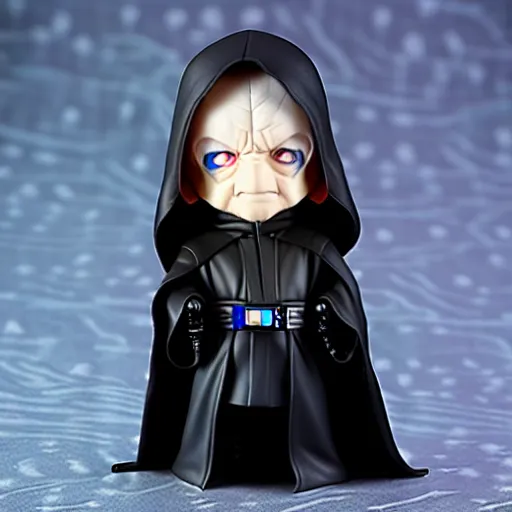 Image similar to nendoroid hooded darth sidious emperor palpatine from star wars, detailed, custom