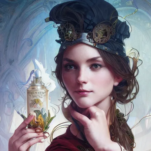 Prompt: alchemy and rosicrucianism fall in love, deep focus, d & d, fantasy, intricate, elegant, highly detailed, digital painting, artstation, concept art, matte, sharp focus, illustration, art by artgerm and greg rutkowski and alphonse mucha