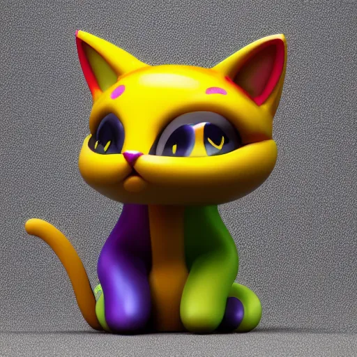 Image similar to chibi cat made from colorful latex - 8 k octane render