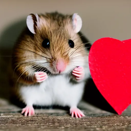 Image similar to detailed photo of a hamster holding a valentine's letter, various poses, full body, unedited, daylight, dof, sharp focus, 8 k