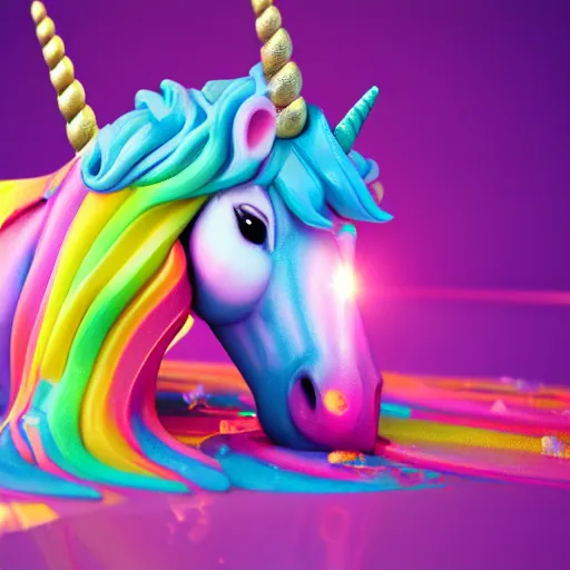 Image similar to a unicorn puking into a candle, octane render, lisa frank style