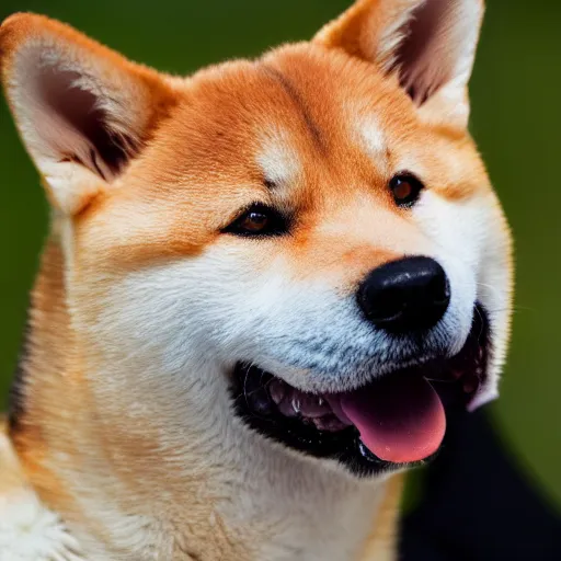 Image similar to close - up portrait of shiba inu holding club in hands, ( eos 5 ds r, iso 1 0 0, f / 8, 1 / 1 2 5, 8 4 mm, postprocessed, sharp )