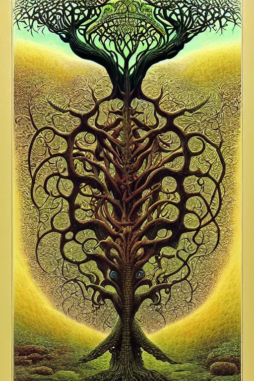 Image similar to tree of life by roger dean and andrew ferez, art forms of nature by ernst haeckel, divine chaos engine, symbolist, visionary, art nouveau, botanical fractal structures, organic, detailed, realistic, surreality