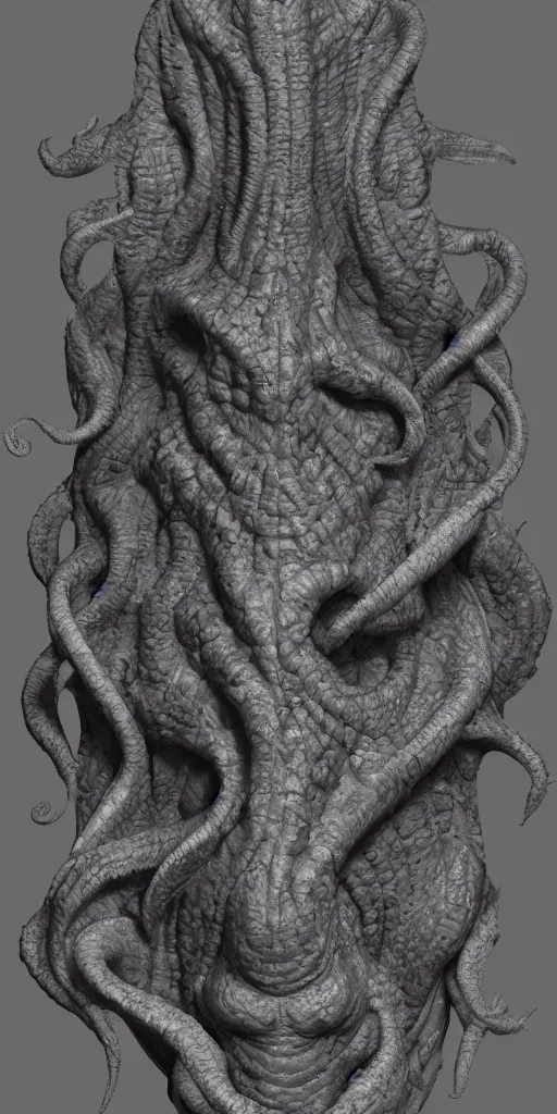 Image similar to heightmap of a cthulhu, cinematic lighting, trending on artstation, 3 d render