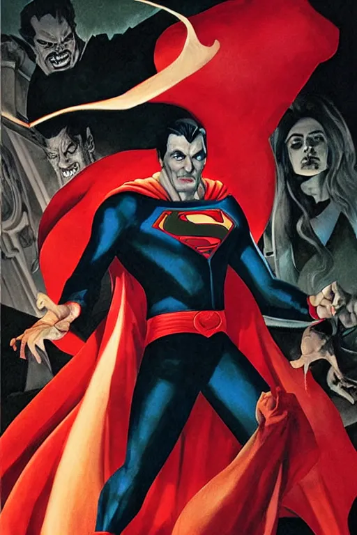 Image similar to portrait of super dracula. art by alex ross.