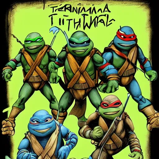 Prompt: teenage mutant ninja turtles by leonardo davinci